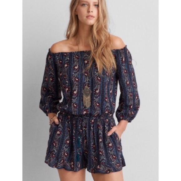 American Eagle Outfitters Pants - American Eagle Off The Shoulder Romper Size XL